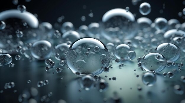un gros plan d'un groupe de bulles flottant dans une piscine générative ai