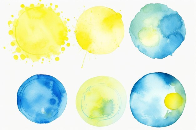 Un gros plan d'un groupe de cercles aquarelles sur fond blanc ai générative