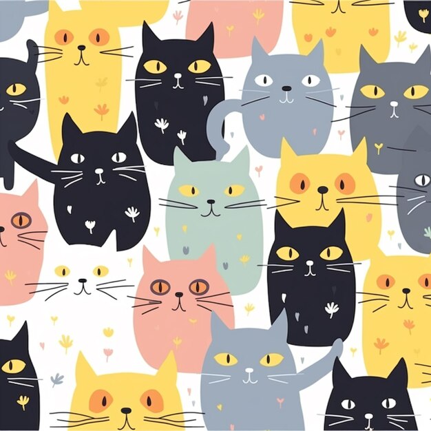 Photo un gros plan d'un groupe de chats avec des cœurs sur eux ai génératif