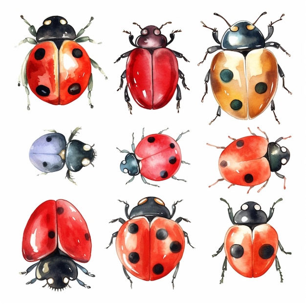 Photo un gros plan d'un groupe de coccinelles sur un fond blanc