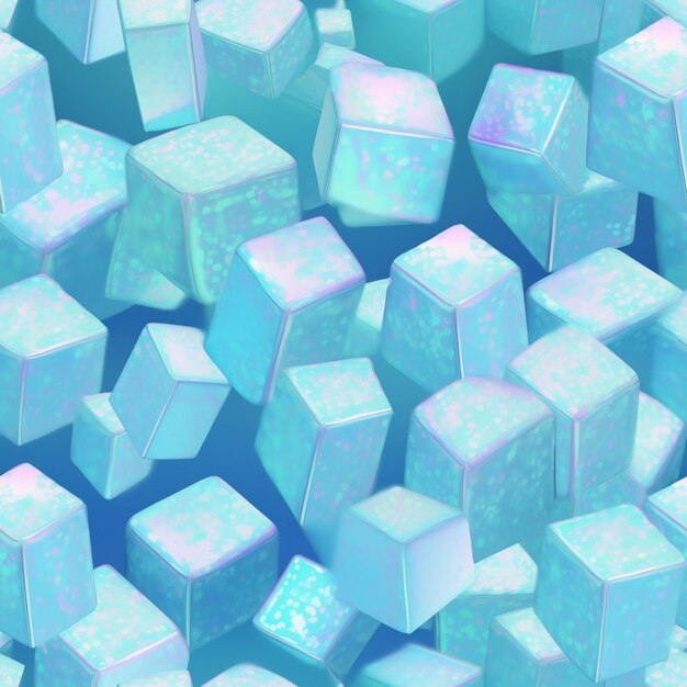 Un gros plan d'un groupe de cubes de glace sur une surface bleue générative ai