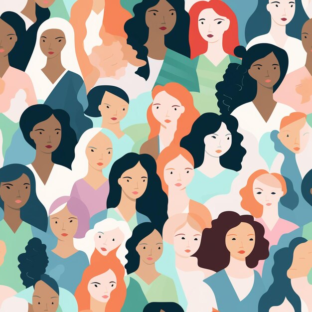 un gros plan d'un groupe de femmes avec des cheveux de différentes couleurs