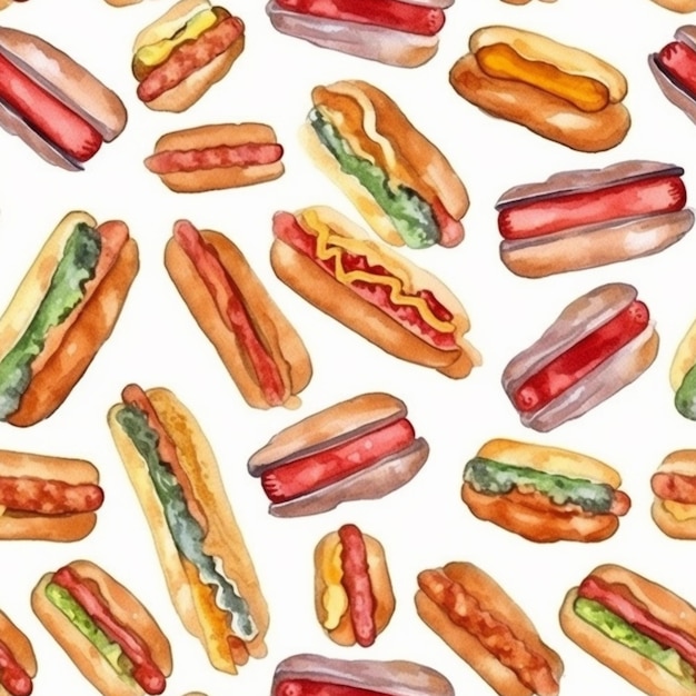 Un gros plan d'un groupe de hot-dogs sur une surface blanche générative ai