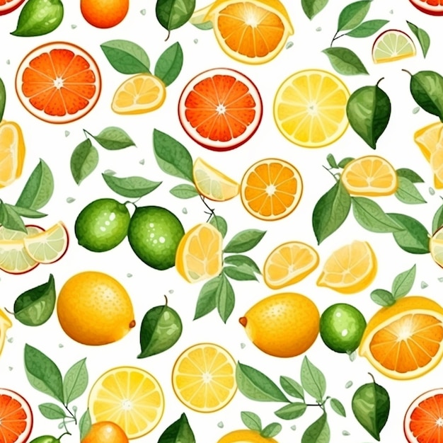 Photo un gros plan d'un groupe d'oranges et de limes sur un fond blanc génératif ai