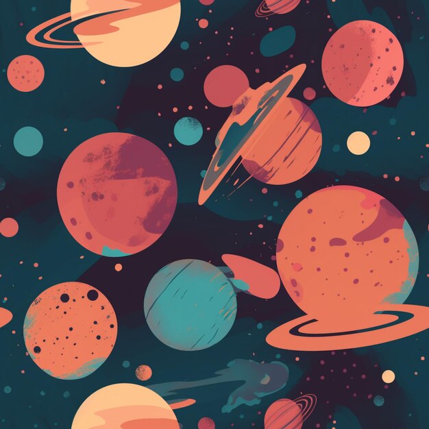 Un gros plan d'un groupe de planètes avec une étoile en arrière-plan
