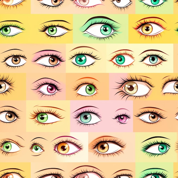 Photo un gros plan d'un groupe d'yeux de différentes couleurs avec des formes différentes
