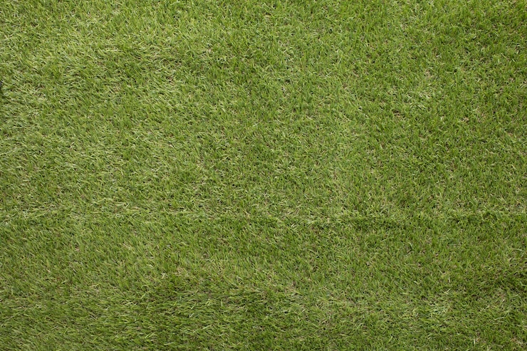 Photo gros plan, de, herbe artificielle, champ, vue, vue, texture, fait, fond