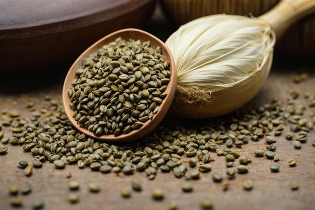 En gros plan de l'herbe essentielle de l'adoucissant buccal traditionnel variyalifennel ou Foeniculum vulgare dans une