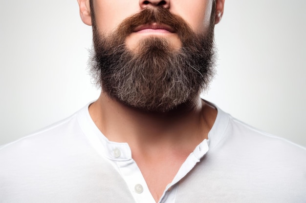 Gros plan d'un homme avec une barbe bien entretenue ai générative