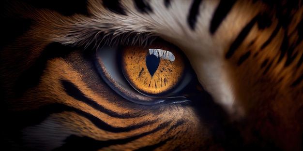 Gros plan sur l'IA générative d'un œil de tigre
