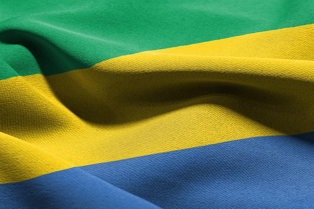 Gros plan illustration 3D drapeau du Gabon