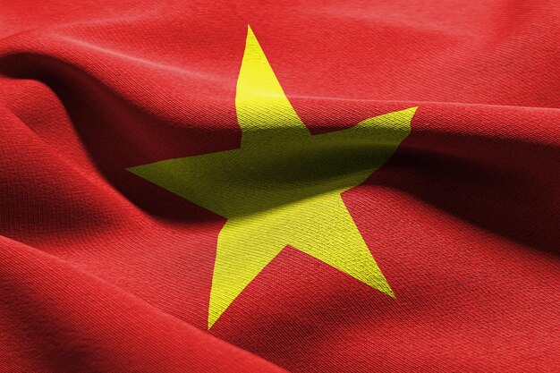 Gros plan illustration 3D drapeau du Vietnam