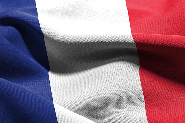 Gros plan illustration 3D drapeau de la France