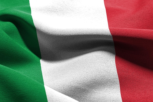 Gros plan illustration 3D drapeau de l'Italie