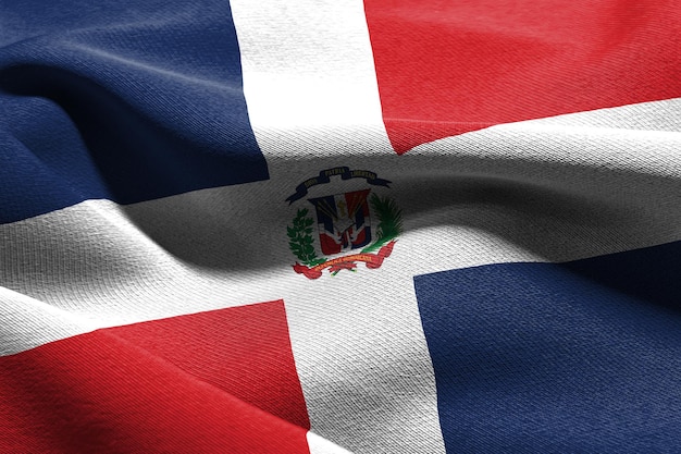 Gros plan illustration 3D drapeau de la République dominicaine