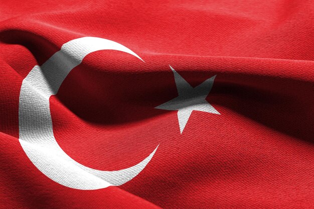 Gros plan illustration 3D drapeau de la Turquie