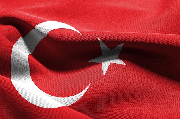 Gros plan illustration 3D drapeau de la Turquie