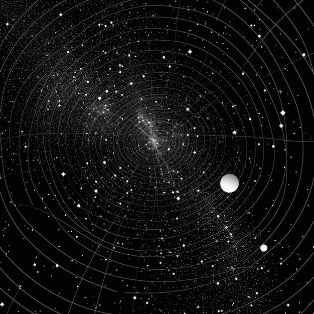 un gros plan d'une image en noir et blanc d'une IA générative de champ d'étoiles