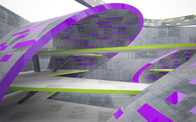 Photo un gros plan de l'intérieur d'un bâtiment avec des rayures violettes et vertes.