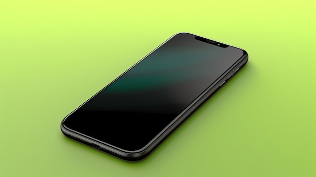 Un gros plan d'un iPhone noir sur un fond vert