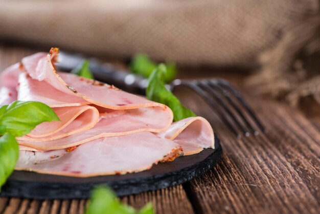 Photo gros plan de jambon bouilli