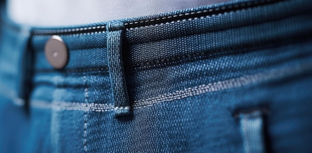 Photo un gros plan d'un jean bleu avec une fermeture éclair en bas.