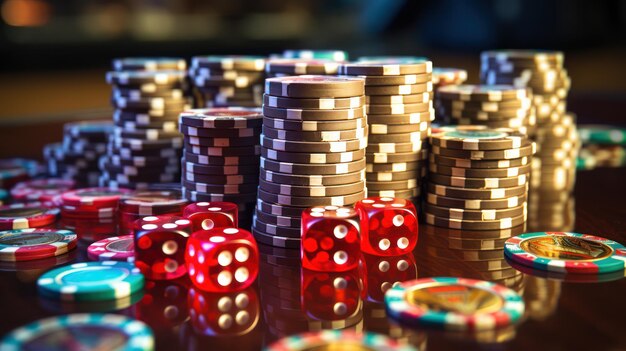 Gros plan d'un jeton de casino de couleur différente