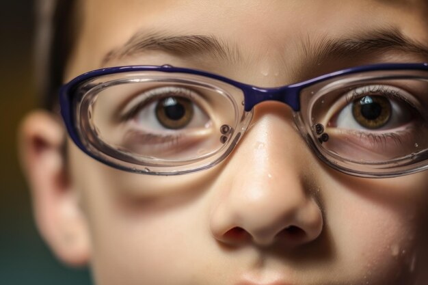 Gros plan d'un jeune nageur avec des lunettes créées avec une IA générative