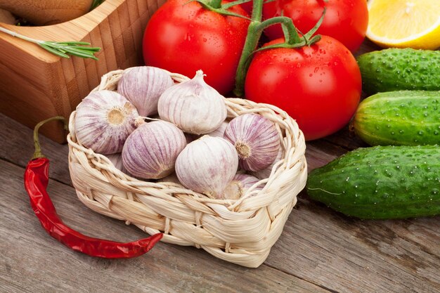 Gros plan de légumes mûrs frais