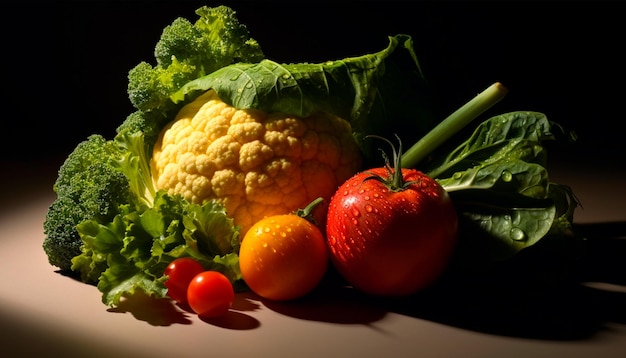 Un gros plan de légumes sur une table