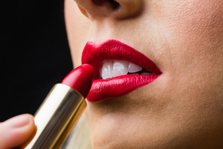 Photo gros plan des lèvres avec du maquillage sur eux