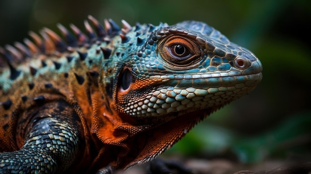 Un gros plan d'un lézard avec le mot iguane dessus