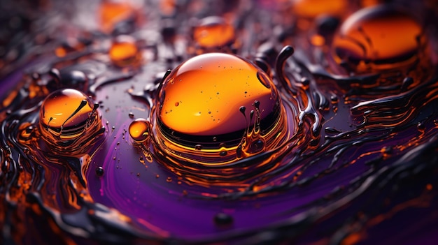 Un gros plan d'un liquide d'huile de couleur noire et violette