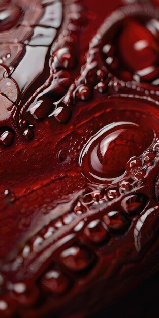 un gros plan d'un liquide rouge avec le mot b dessus