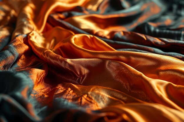 Photo un gros plan d'un lit avec des draps orange et bleus.