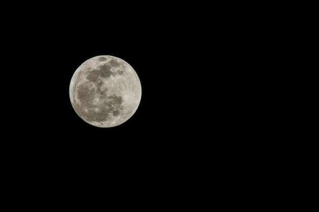 Gros plan de la lune montrant les détails de la surface lunaire.