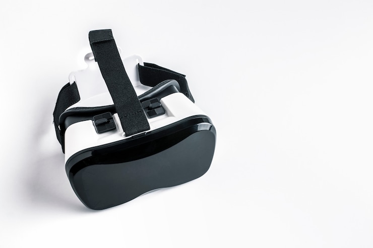 Photo gros plan sur des lunettes de réalité virtuelle isolés