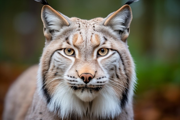 Photo un gros plan d'un lynx avec un arrière-plan flou