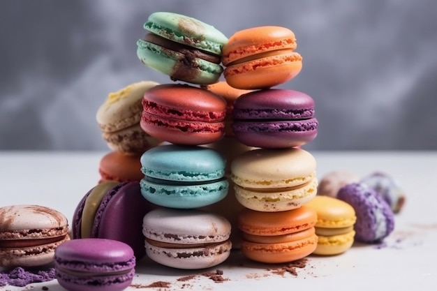 Gros plan de macarons colorés Macarons cadeaux Copier l'espace AI générative