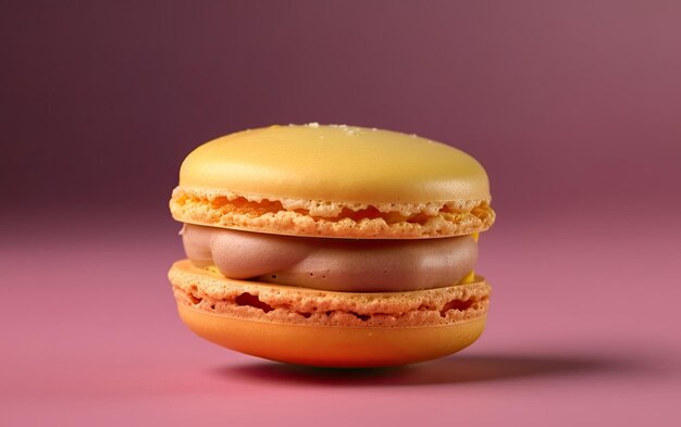 Un gros plan de macarons sur un fond pastel dessert sucré de boulangerie ai généré