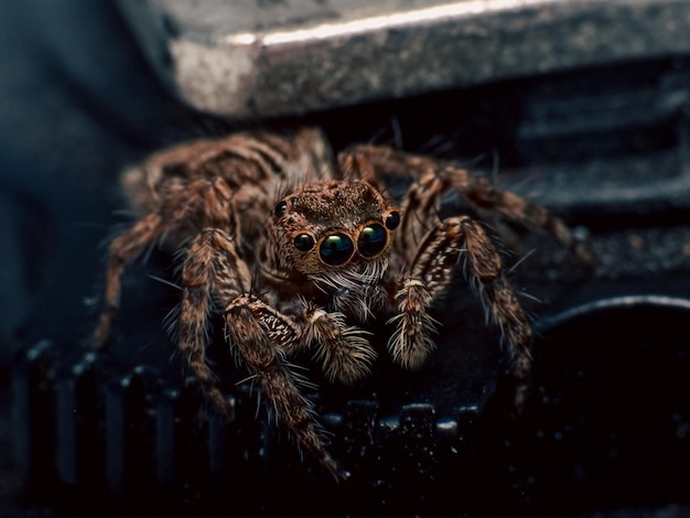 Gros plan macro d'araignée sauteuse