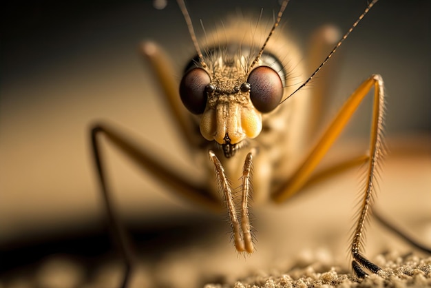 Gros plan macro d'un moustique très laid Ai généré