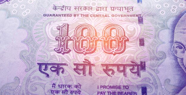 Gros plan macro de la note de la monnaie indienne