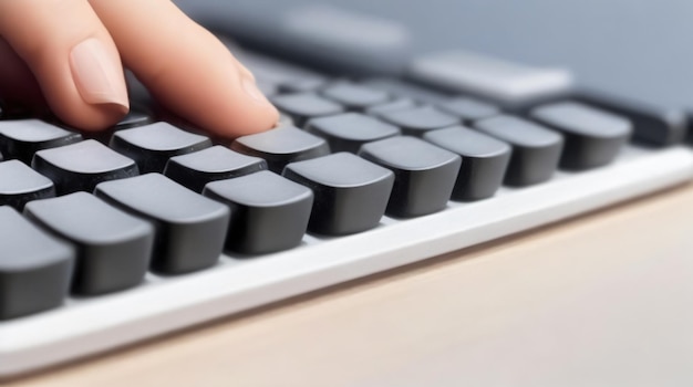 Photo un gros plan d'une main sur un clavier