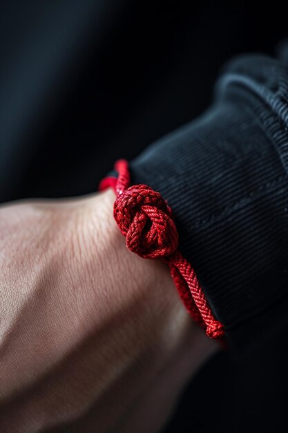 un gros plan d'un Martisor attaché à un poignet