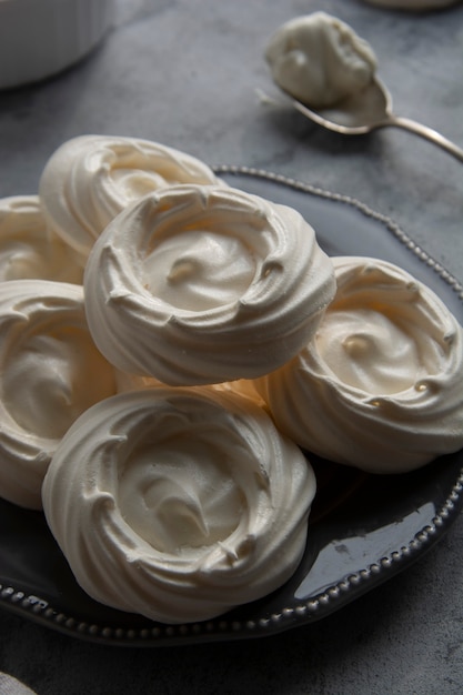 Gros plan, de, meringue, biscuits