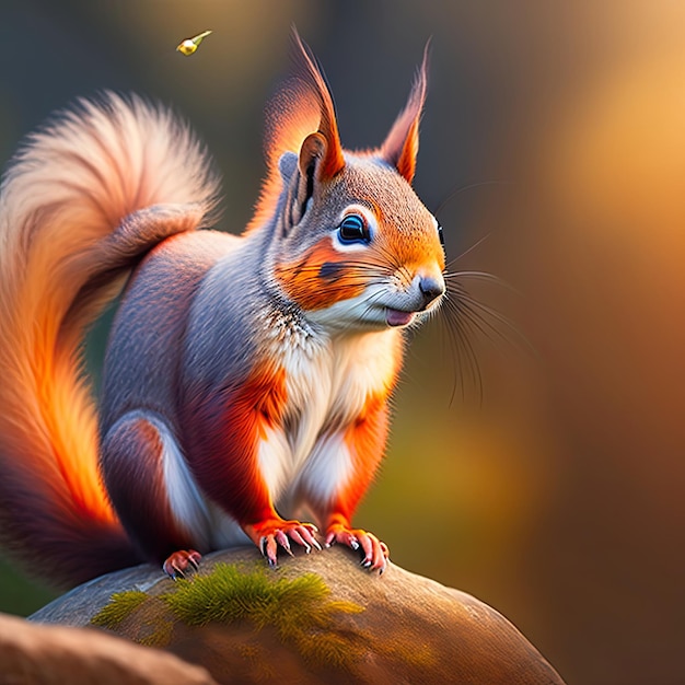 Un gros plan d'un mignon écureuil rouge Des animaux sauvages