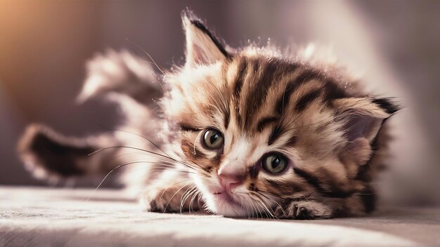 Un gros plan d'un mignon petit chaton domestique