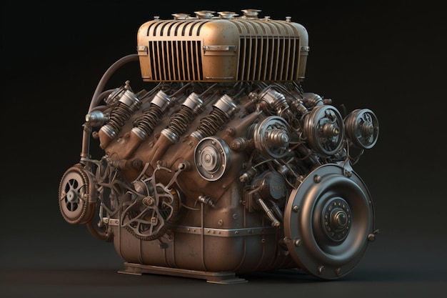 Un gros plan d'un moteur vintage