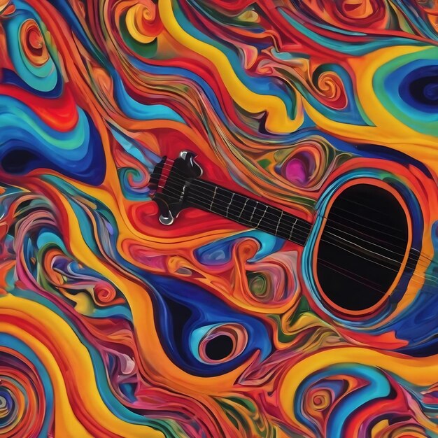 Un gros plan d'un motif abstrait coloré avec un ai génératif de guitare